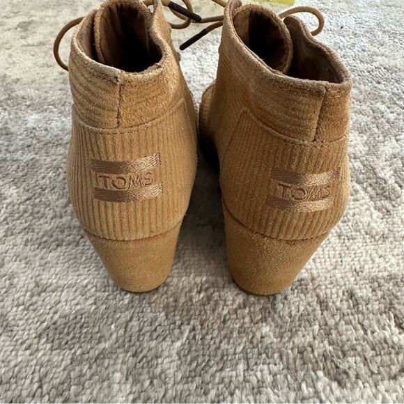 Toms Corduroy Brown Wedge Booties - Picture 7 of 9